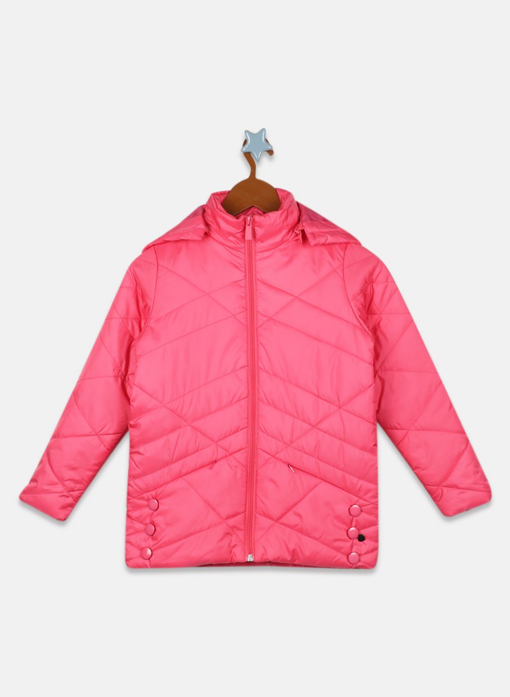 Girls Pink Solid Jacket