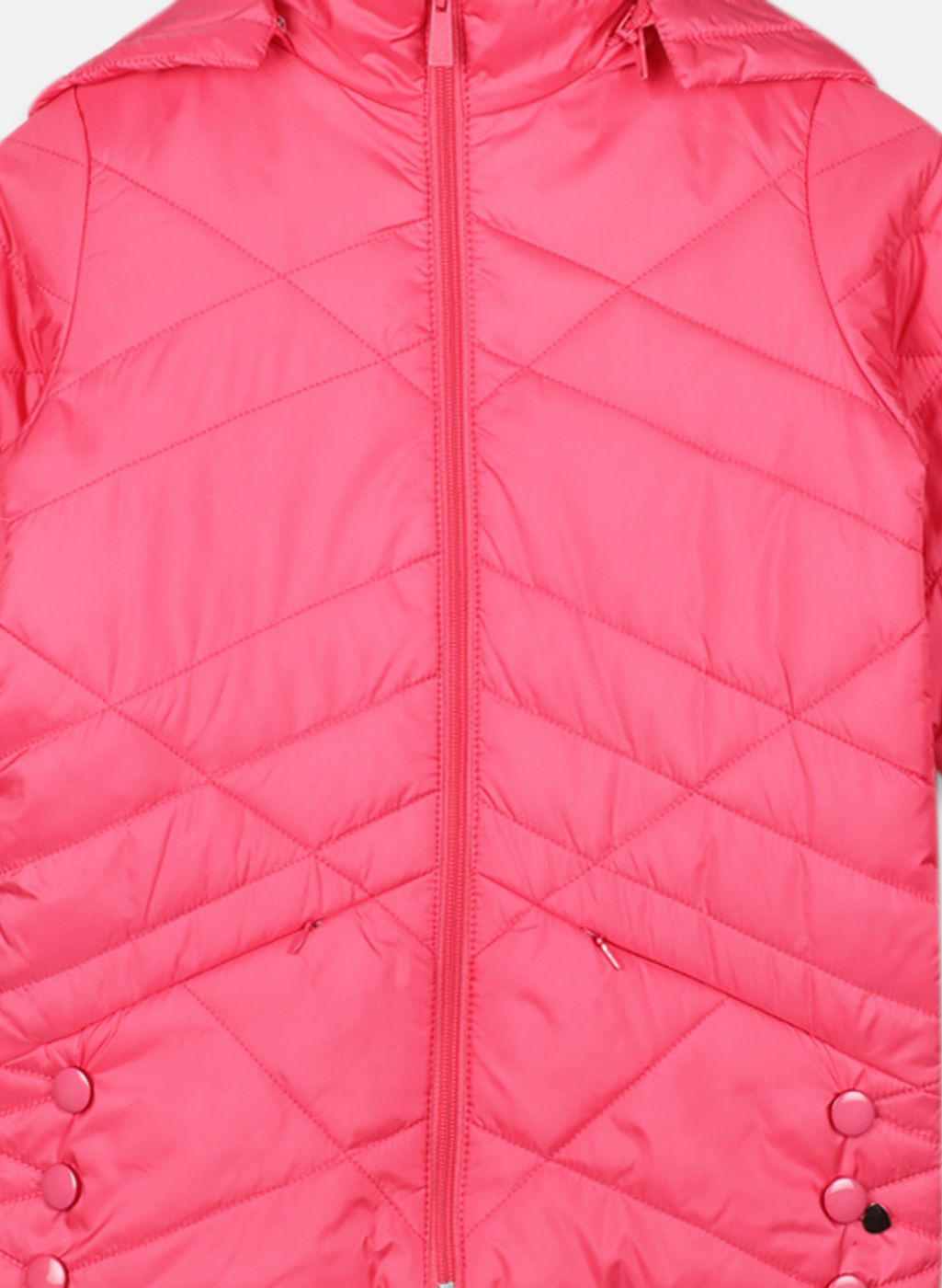 Girls Pink Solid Jacket