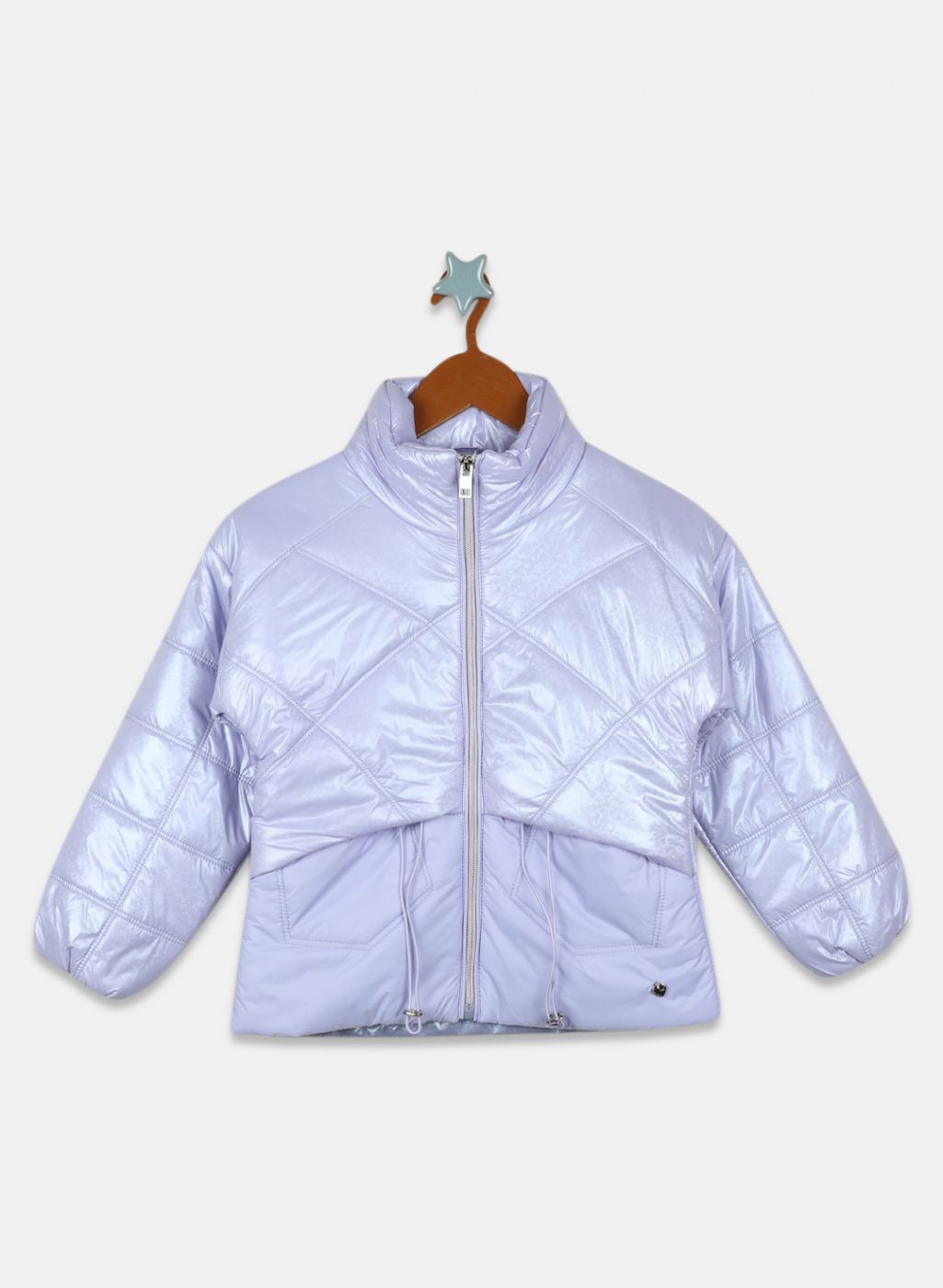 Girls Purple Printed Jacket