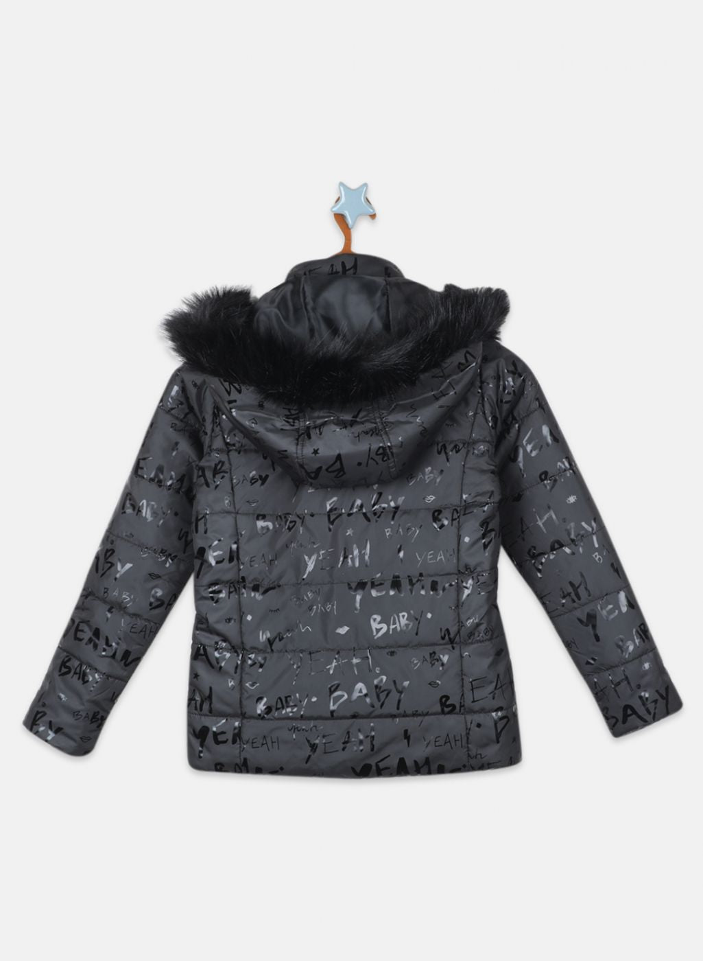 Girls Black Printed Jacket