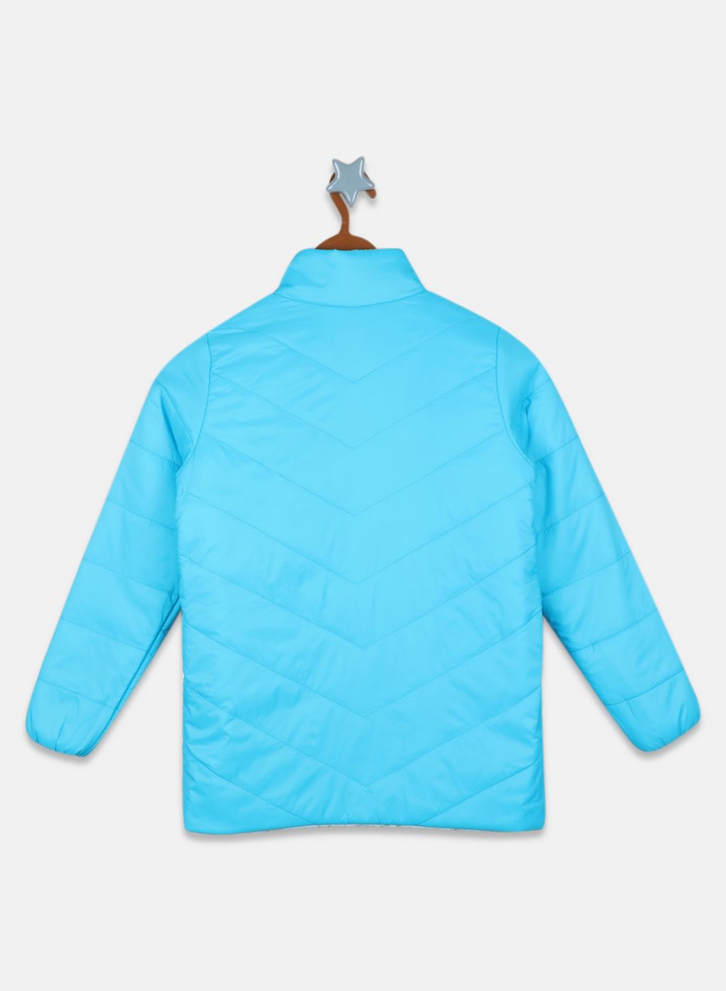 Girls Blue Printed Jacket