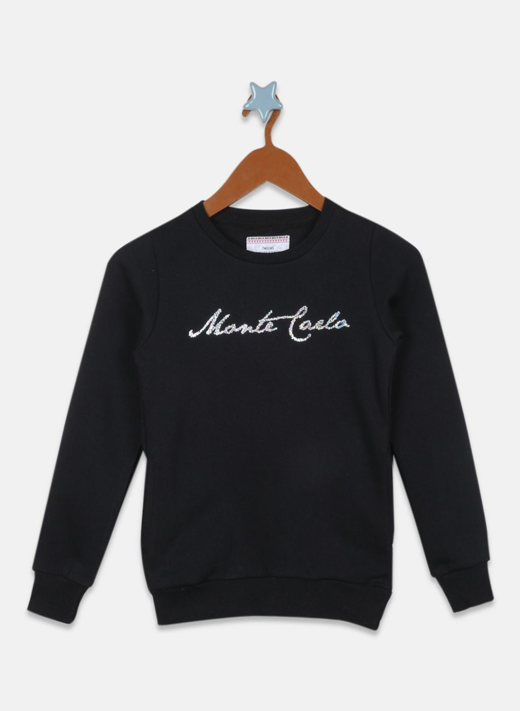 Girls Black Printed Sweatshirt