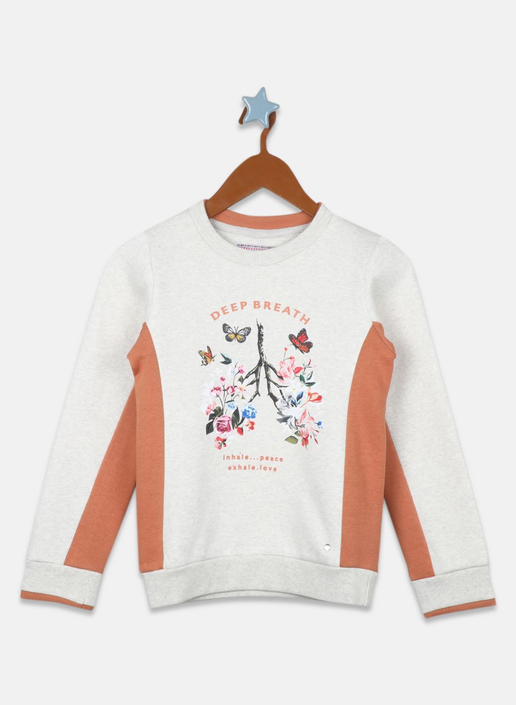 Girls Beige Printed Sweatshirt