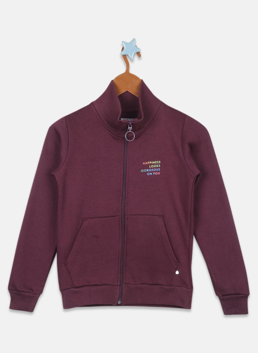 Girls Purple Solid Sweatshirt