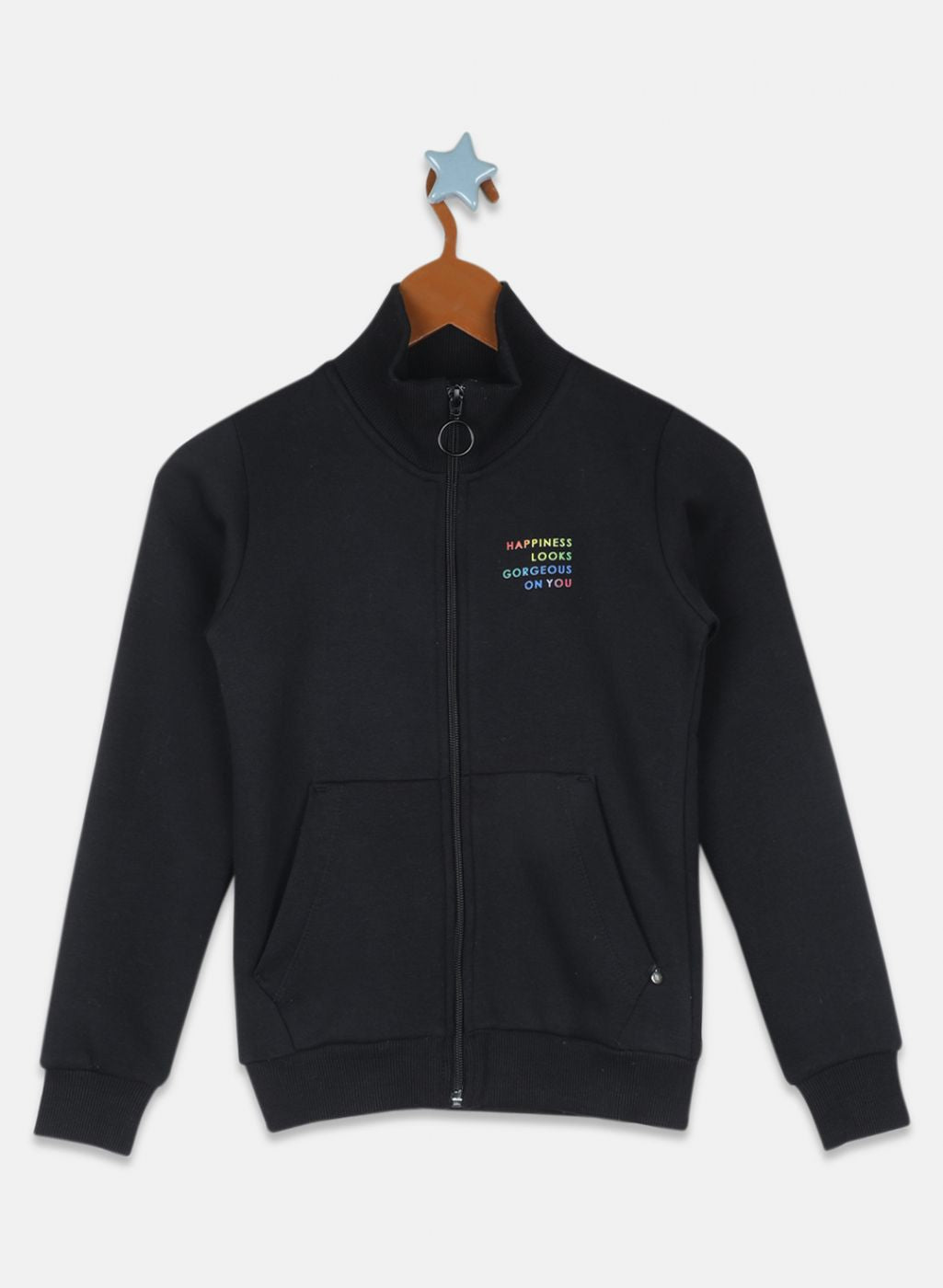 Girls Black Solid Sweatshirt