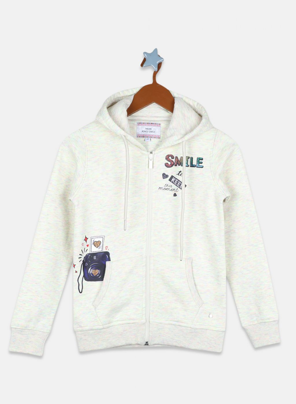 Girls Green Self Design Sweatshirt