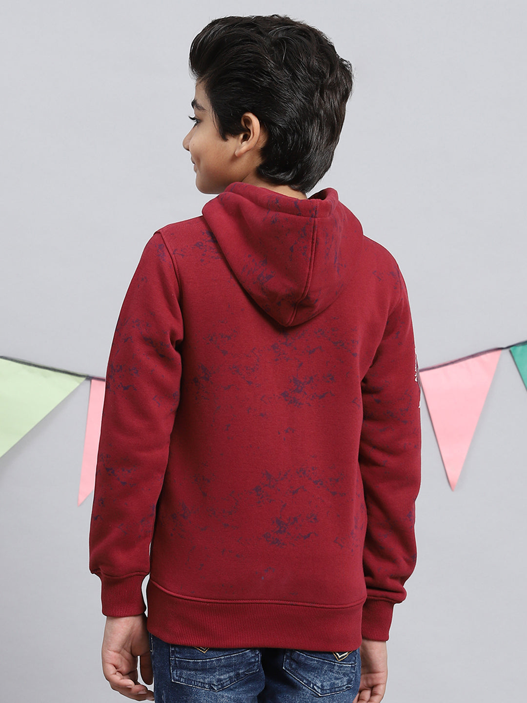 Boys Maroon Printed Sweatshirt
