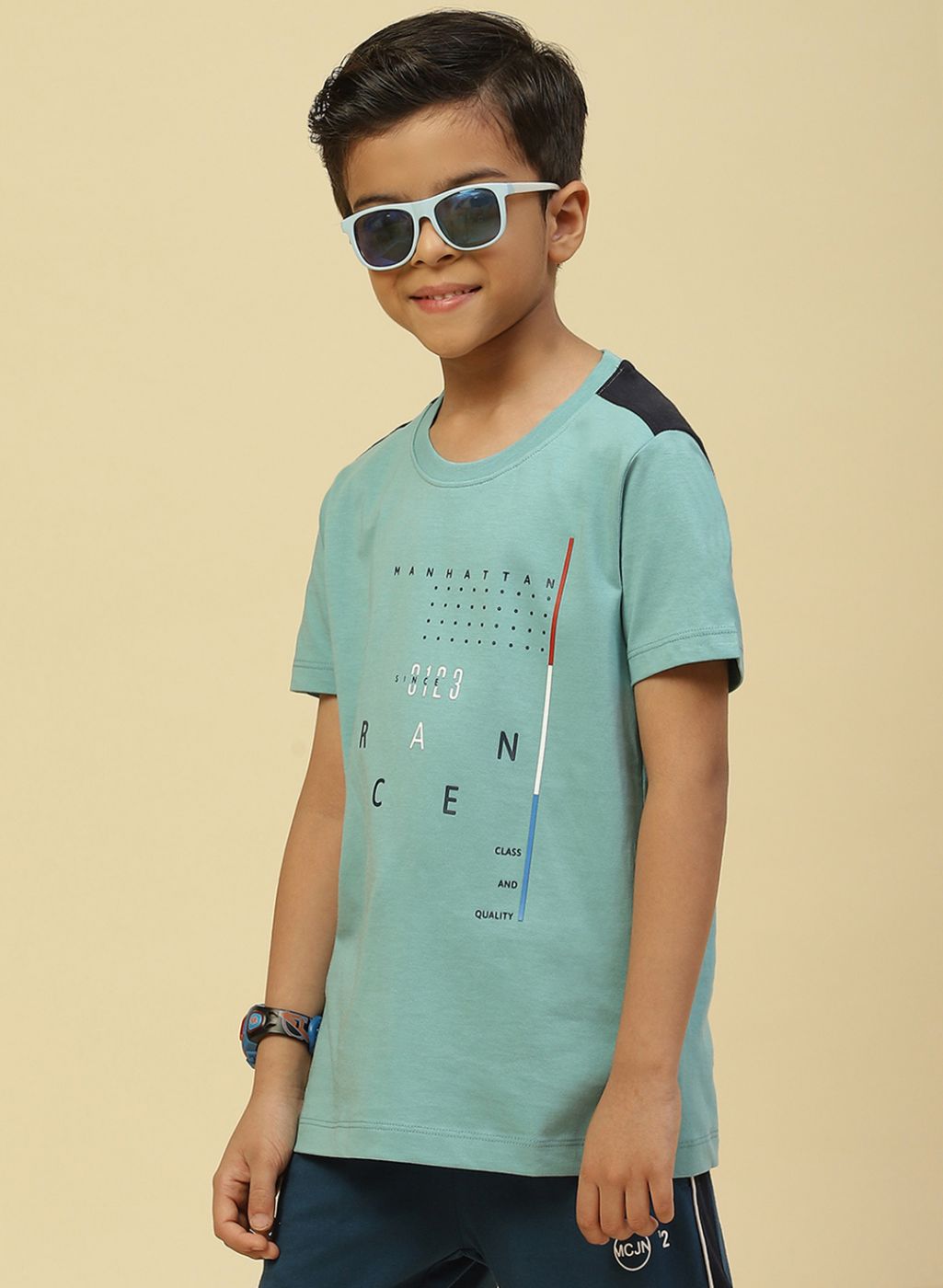 Boys Green Printed T-Shirt