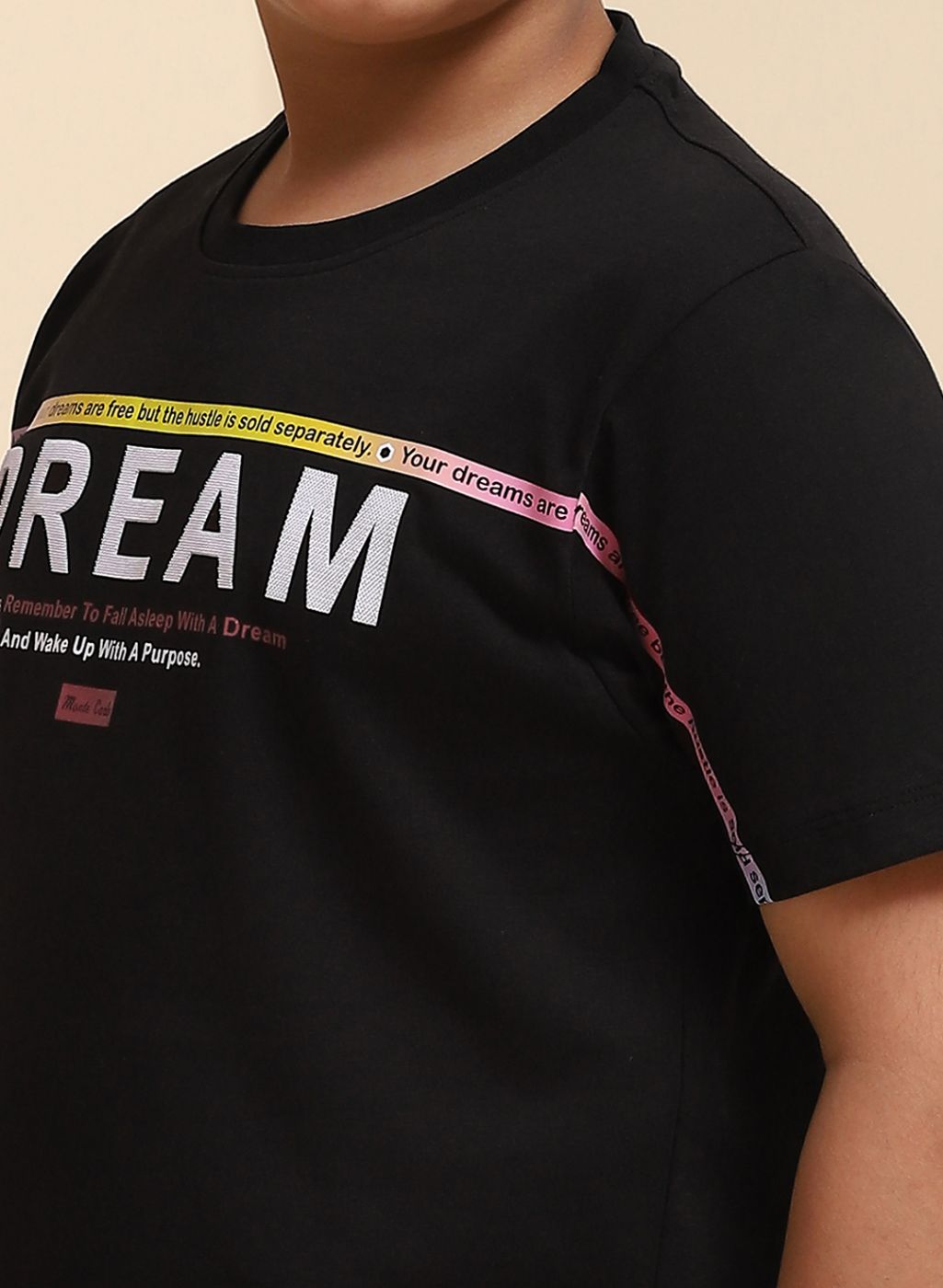 Boys Black Printed T-Shirt