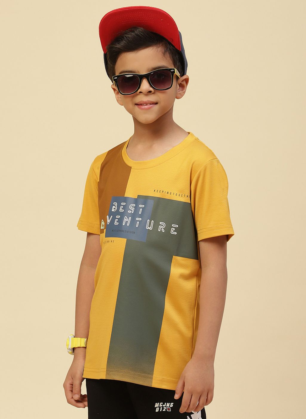 Boys Mustard Printed T-Shirt