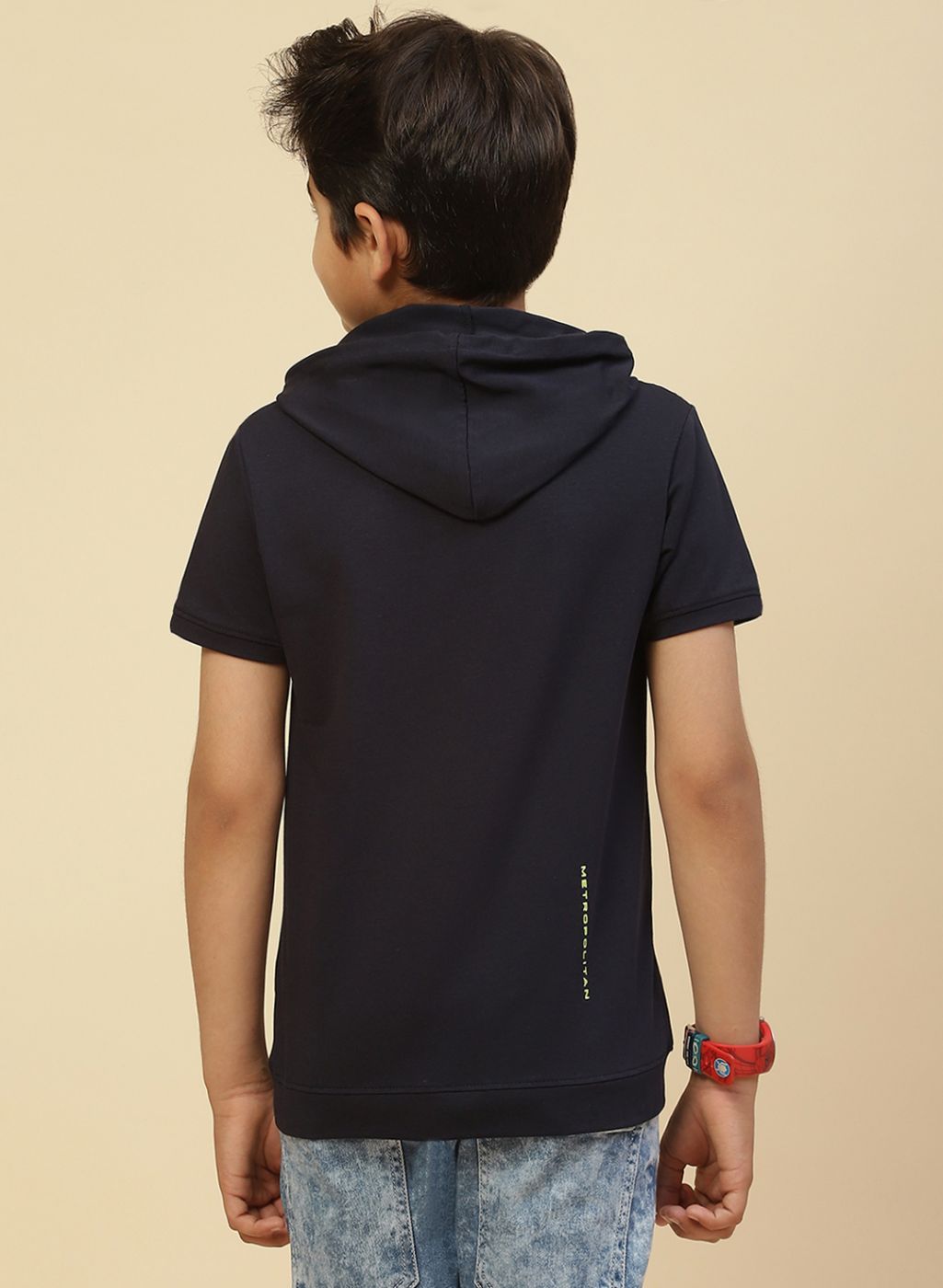 Boys Navy Blue Printed T-Shirt