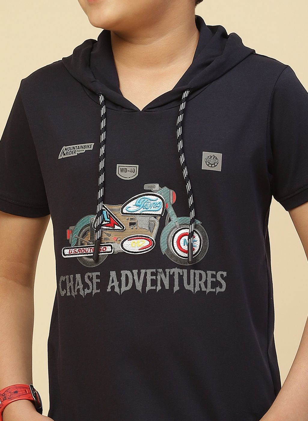 Boys Navy Blue Printed T-Shirt