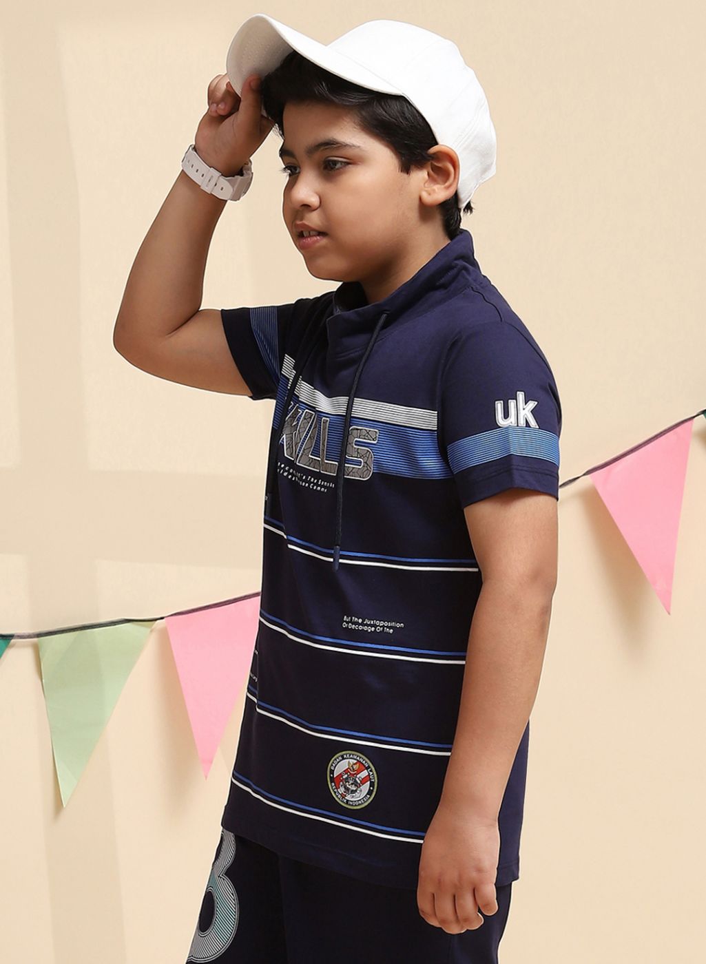 Boys Navy Blue Printed T-Shirt