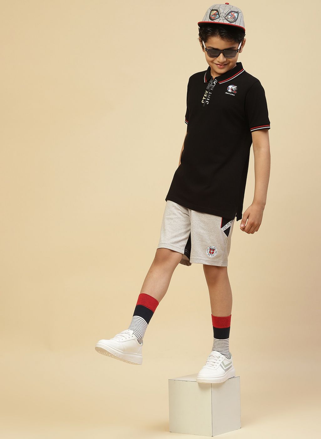 Boys Black Printed T-Shirt