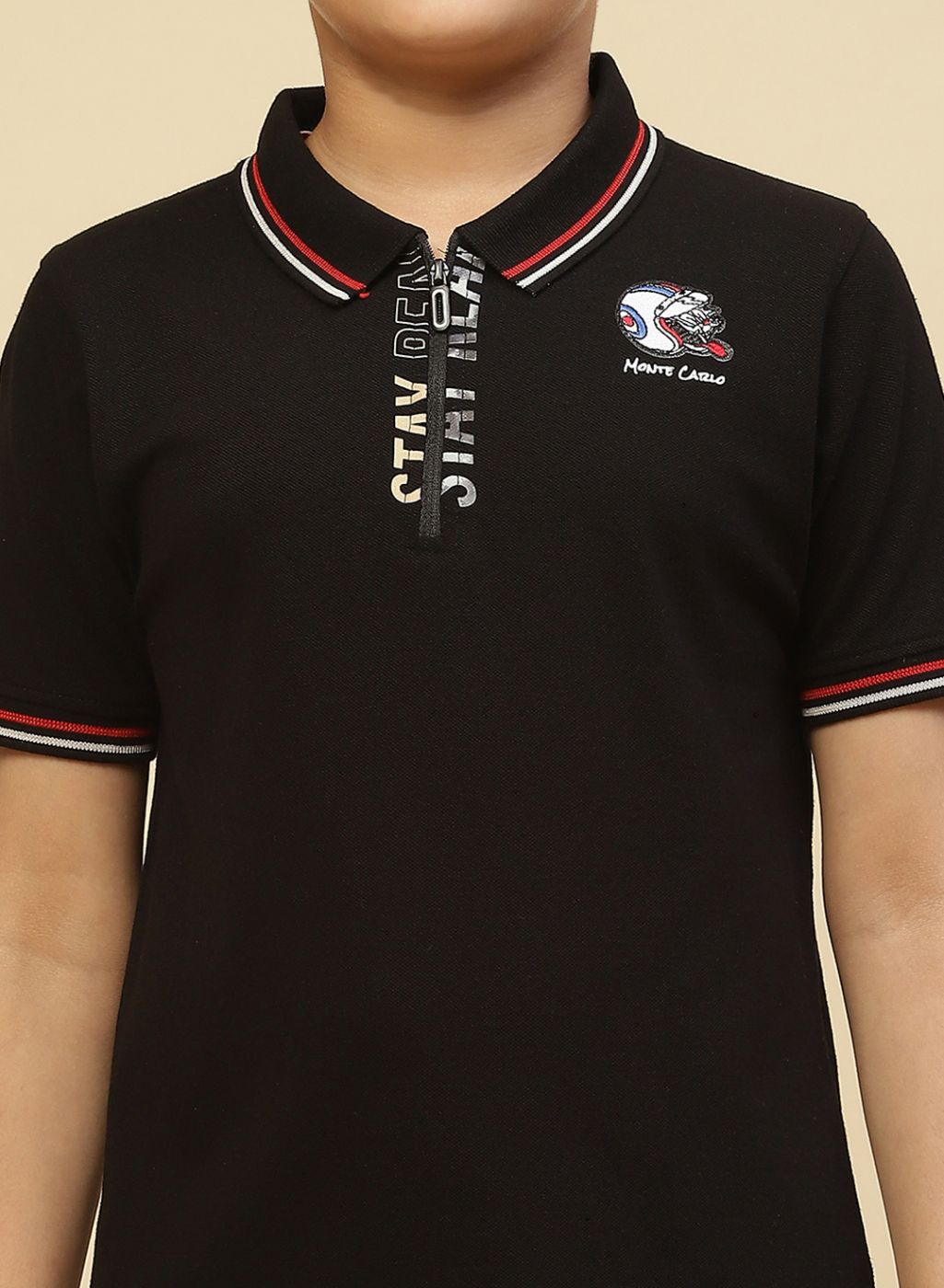 Boys Black Printed T-Shirt