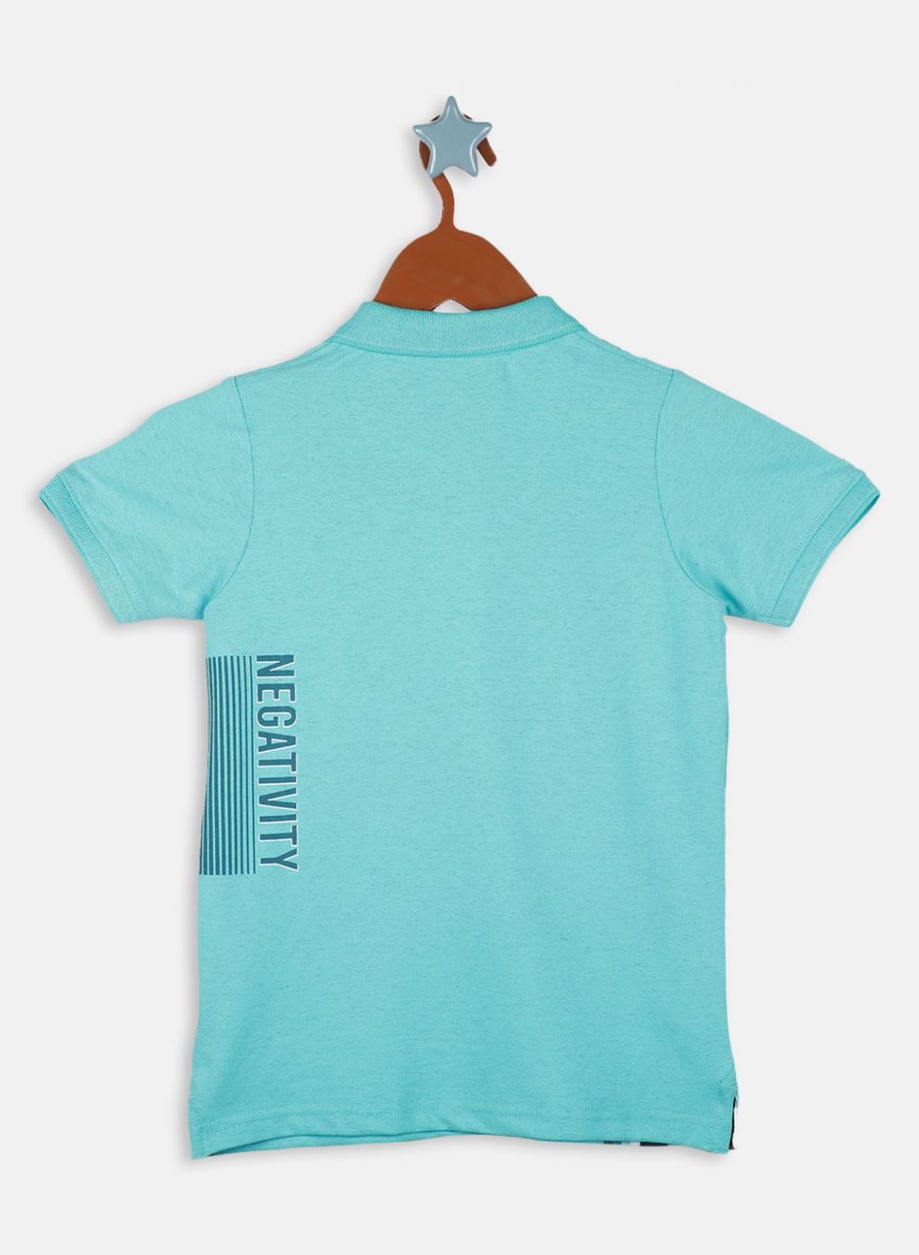 Boys Aqua Blue Printed T-Shirt