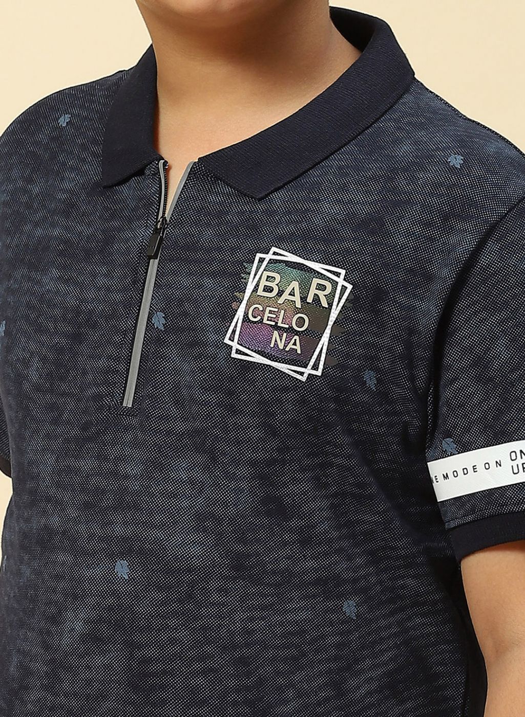 Boys Navy Blue Printed T-Shirt