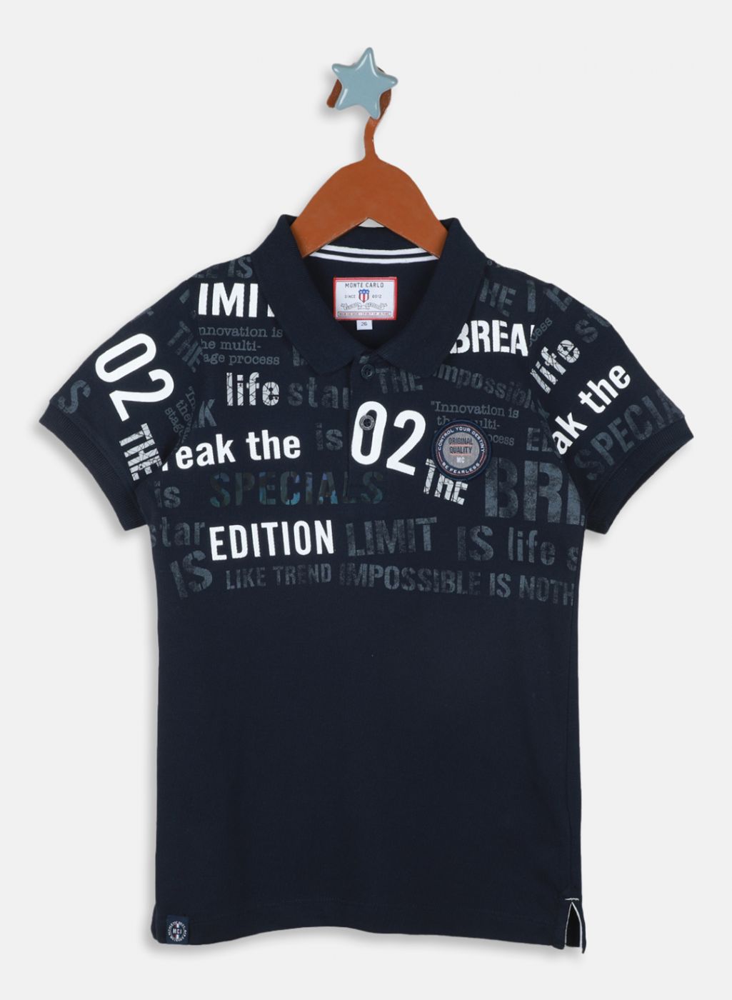 Boys Navy Blue Printed T-Shirt