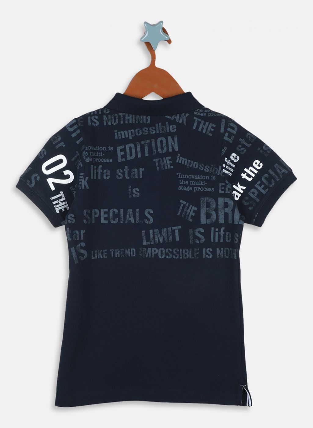 Boys Navy Blue Printed T-Shirt