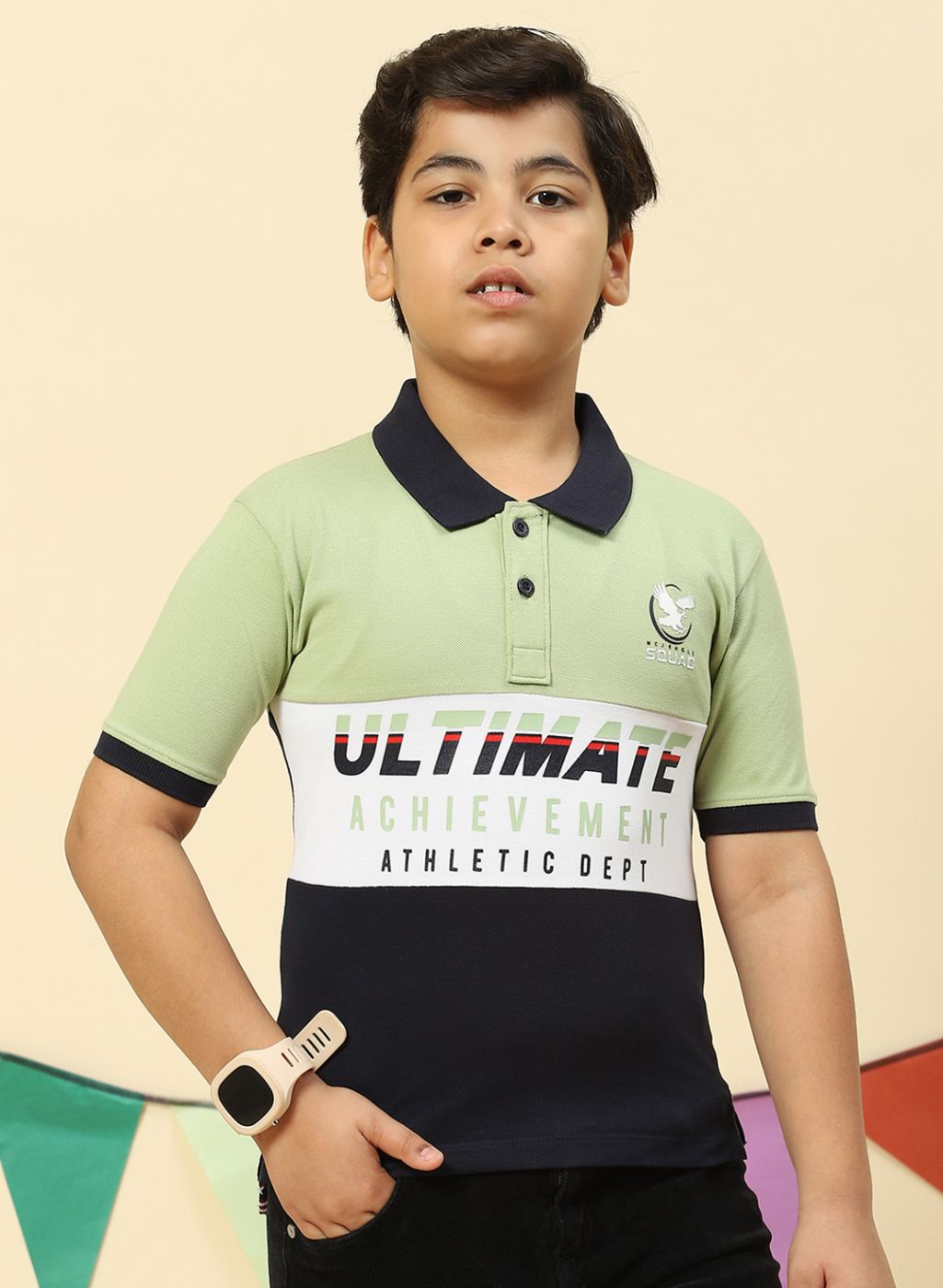 Boys Green Printed T-Shirt