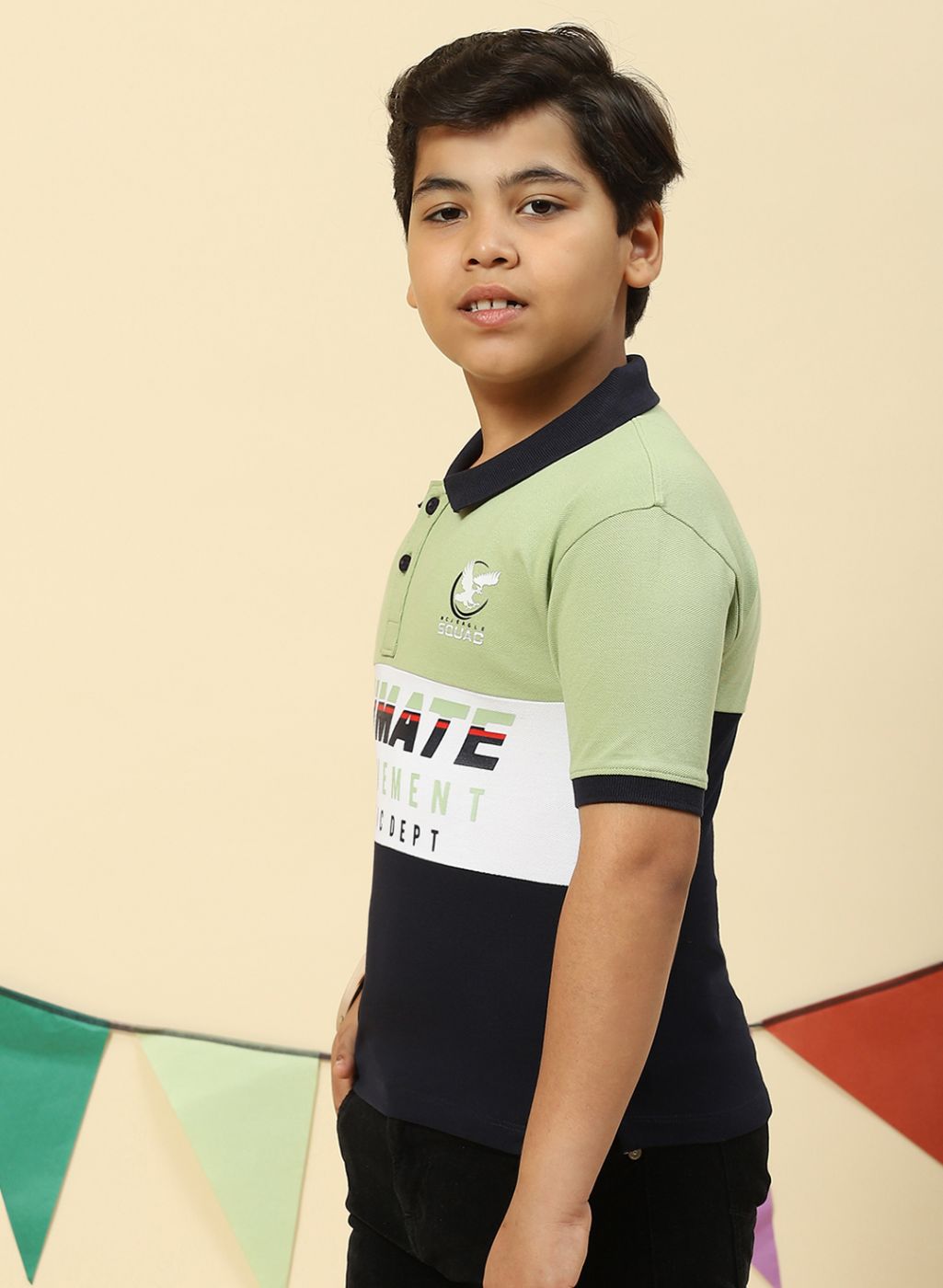 Boys Green Printed T-Shirt