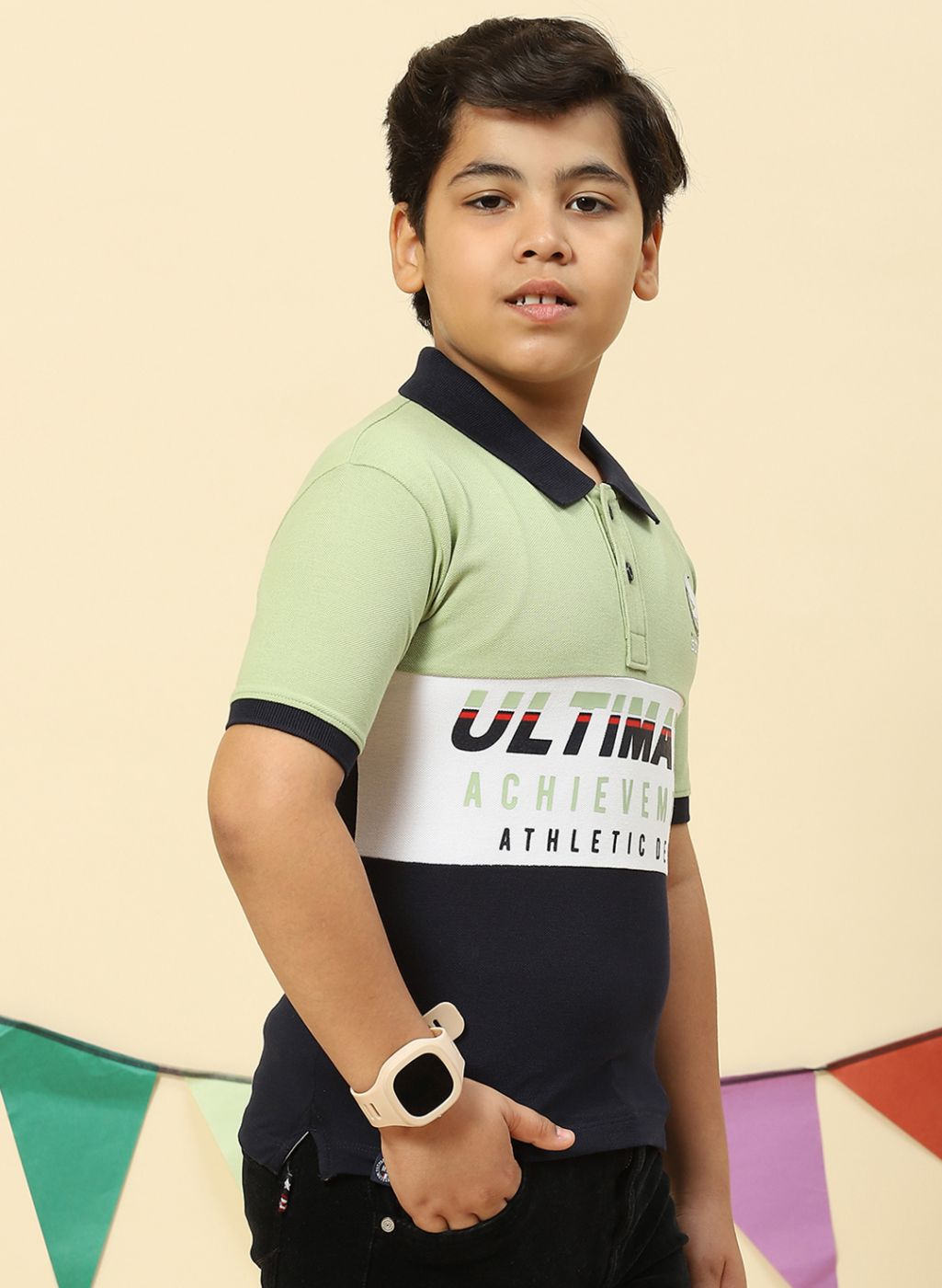 Boys Green Printed T-Shirt