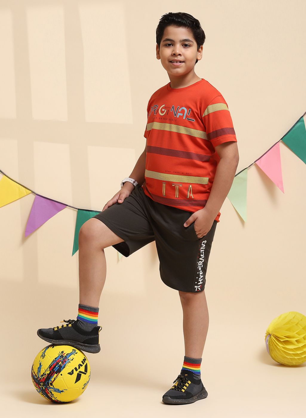 Boys Olive Printed Bermuda