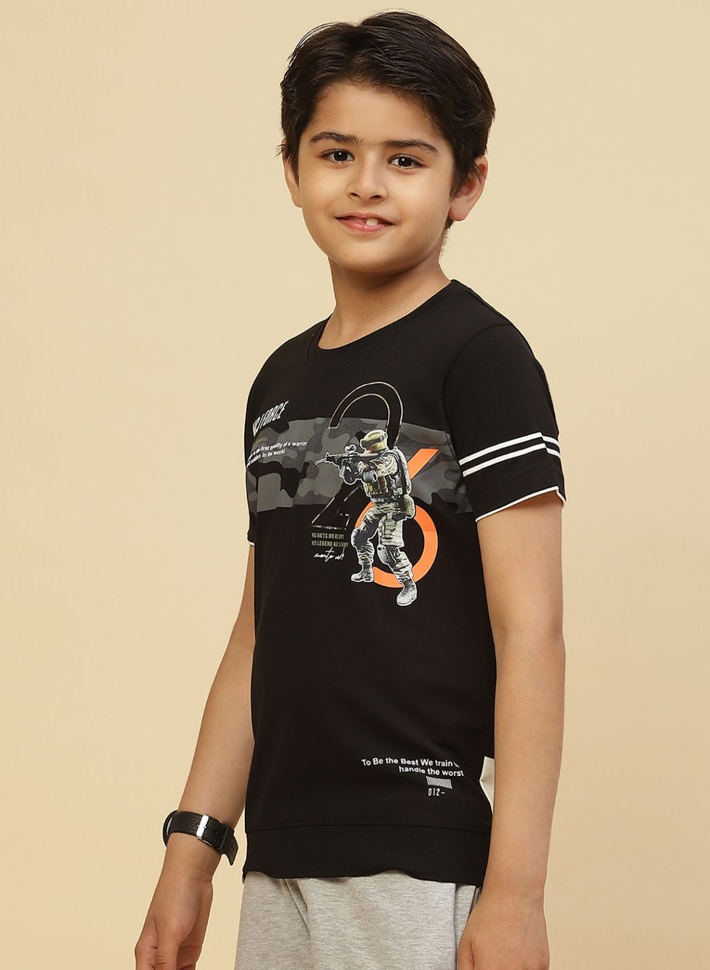 Boys Grey Printed Bermuda