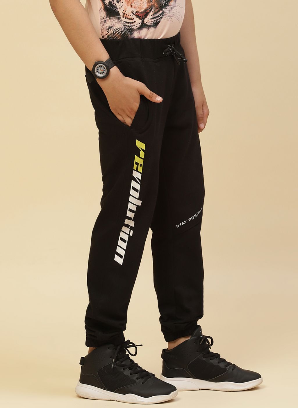 Boys Black Regular Fit Lower