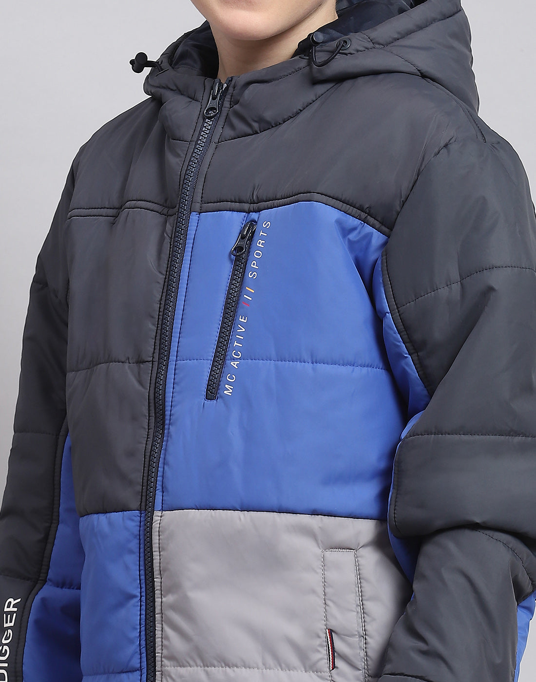 Boys Navy Blue Solid Hooded Full Sleeve Boys Jacket