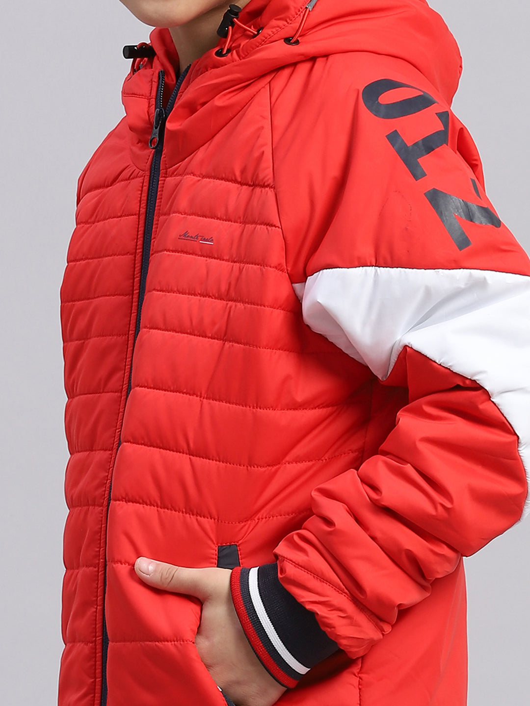 Boys Red Solid Hooded Full Sleeve Boys Jacket