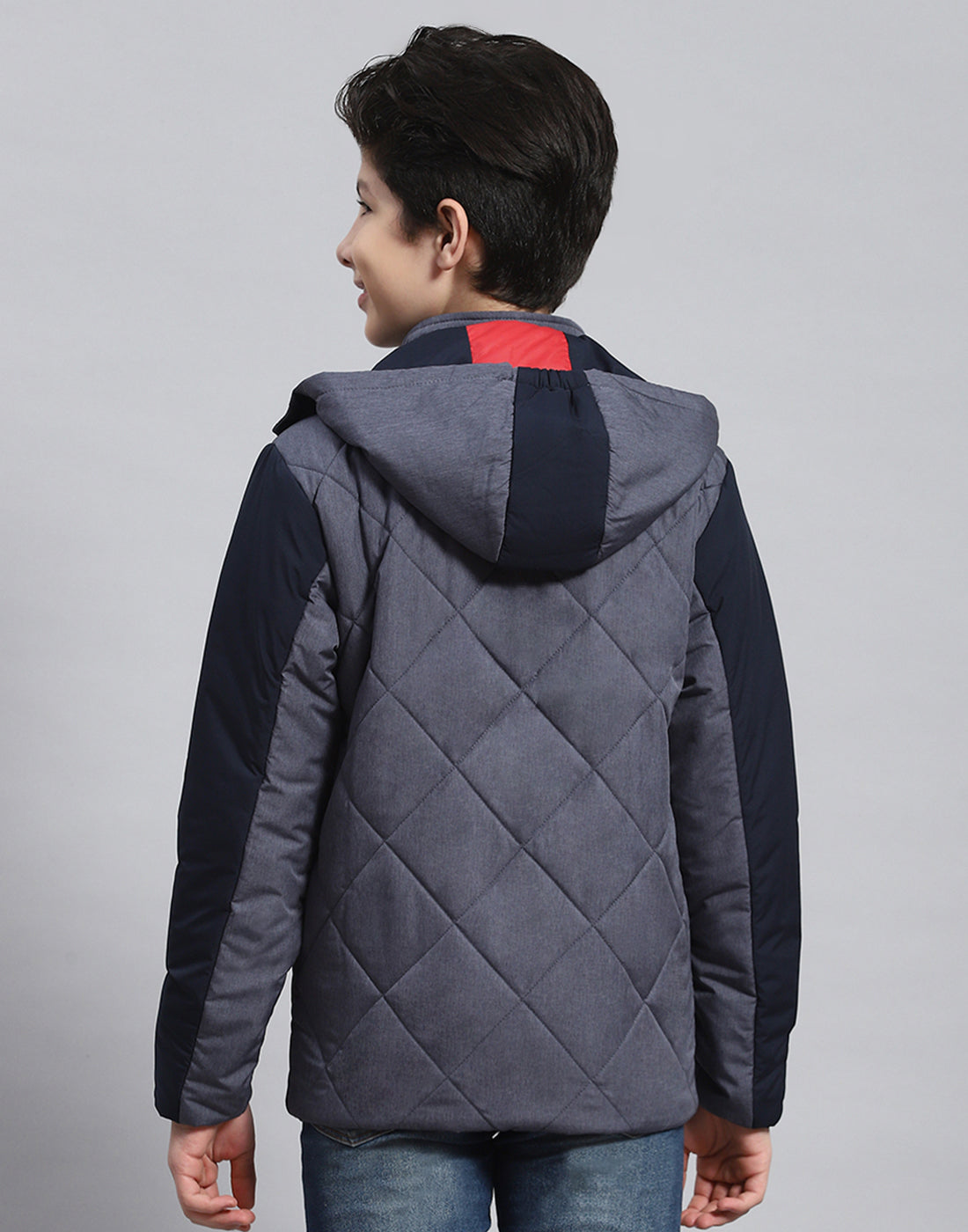 Boys Navy Blue Solid Hooded Full Sleeve Boys Jacket