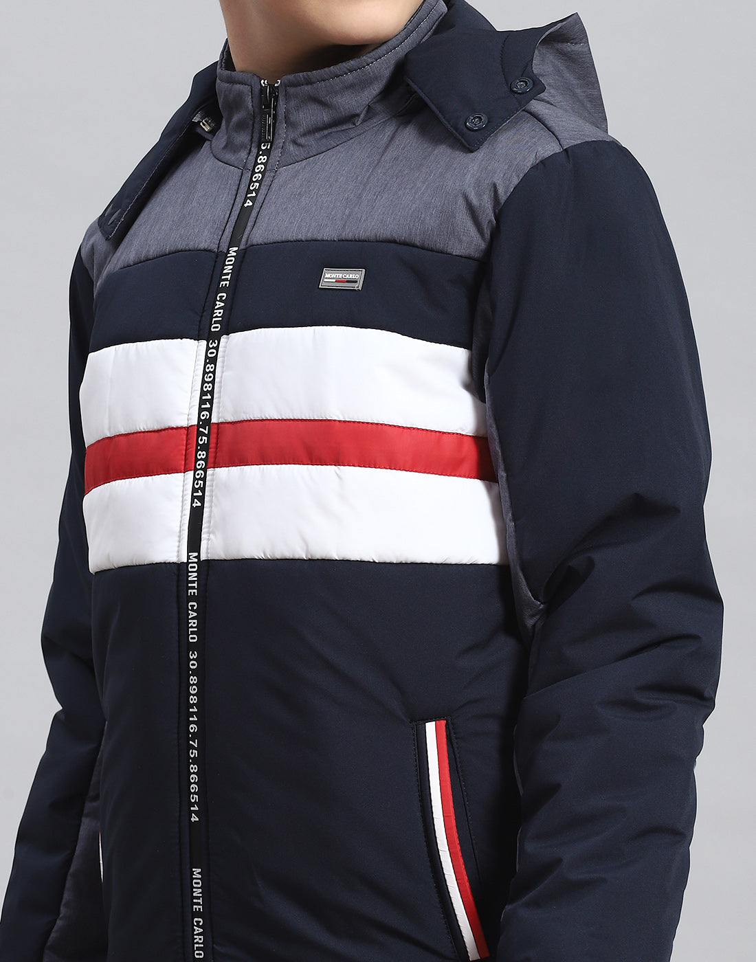 Boys Navy Blue Solid Hooded Full Sleeve Boys Jacket