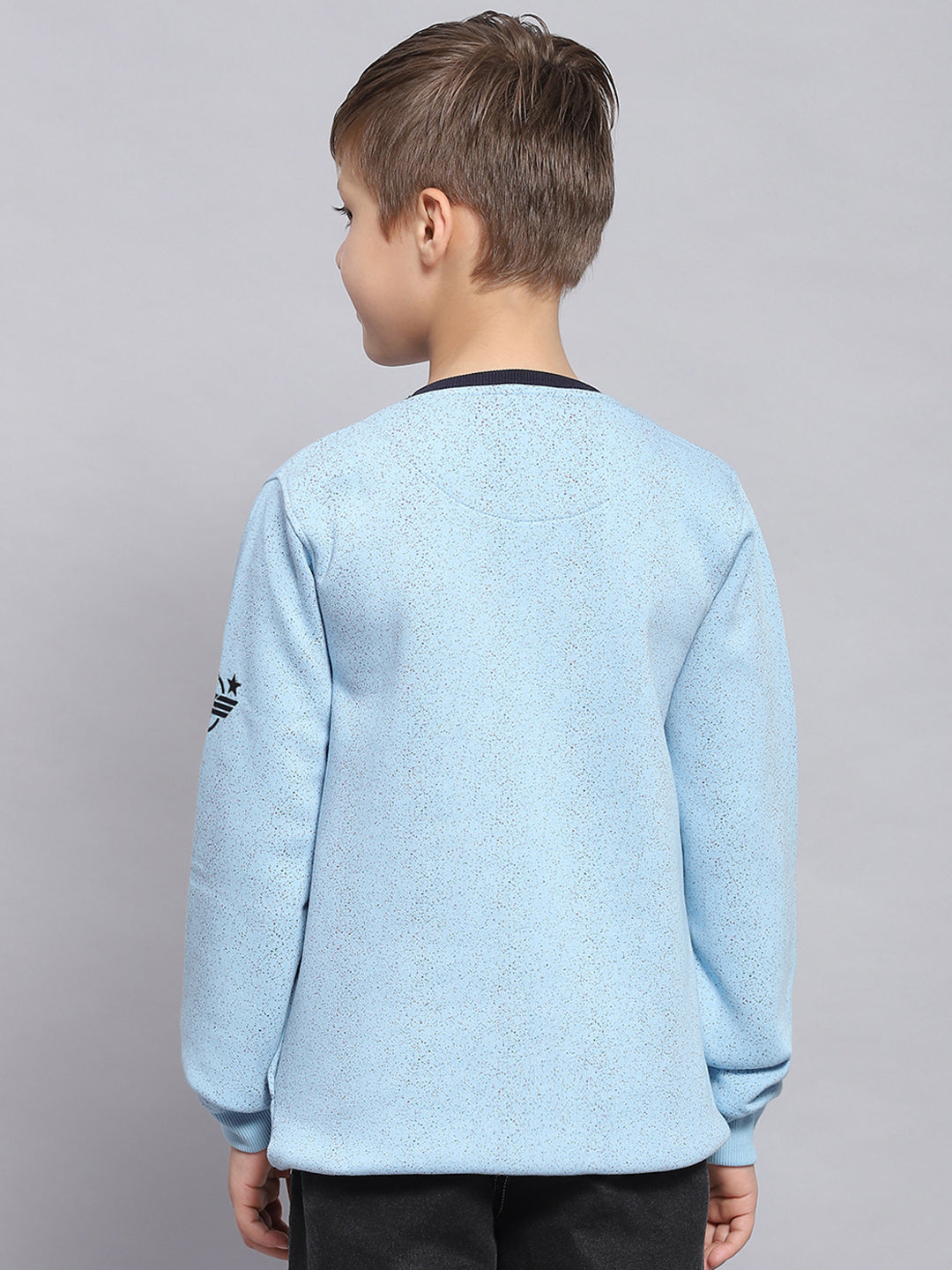 Boys Blue Printed Round Neck Full Sleeve Sweatshirt