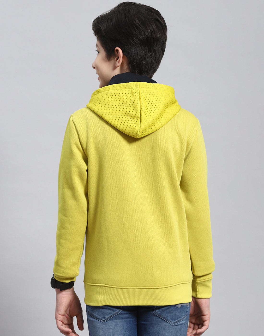 Boys Green Printed Hooded Full Sleeve Sweatshirt