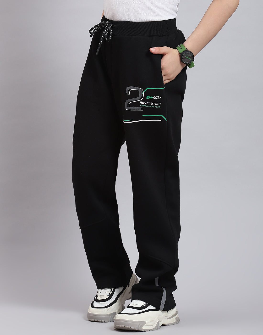 Boys Black Printed Regular Fit Lower
