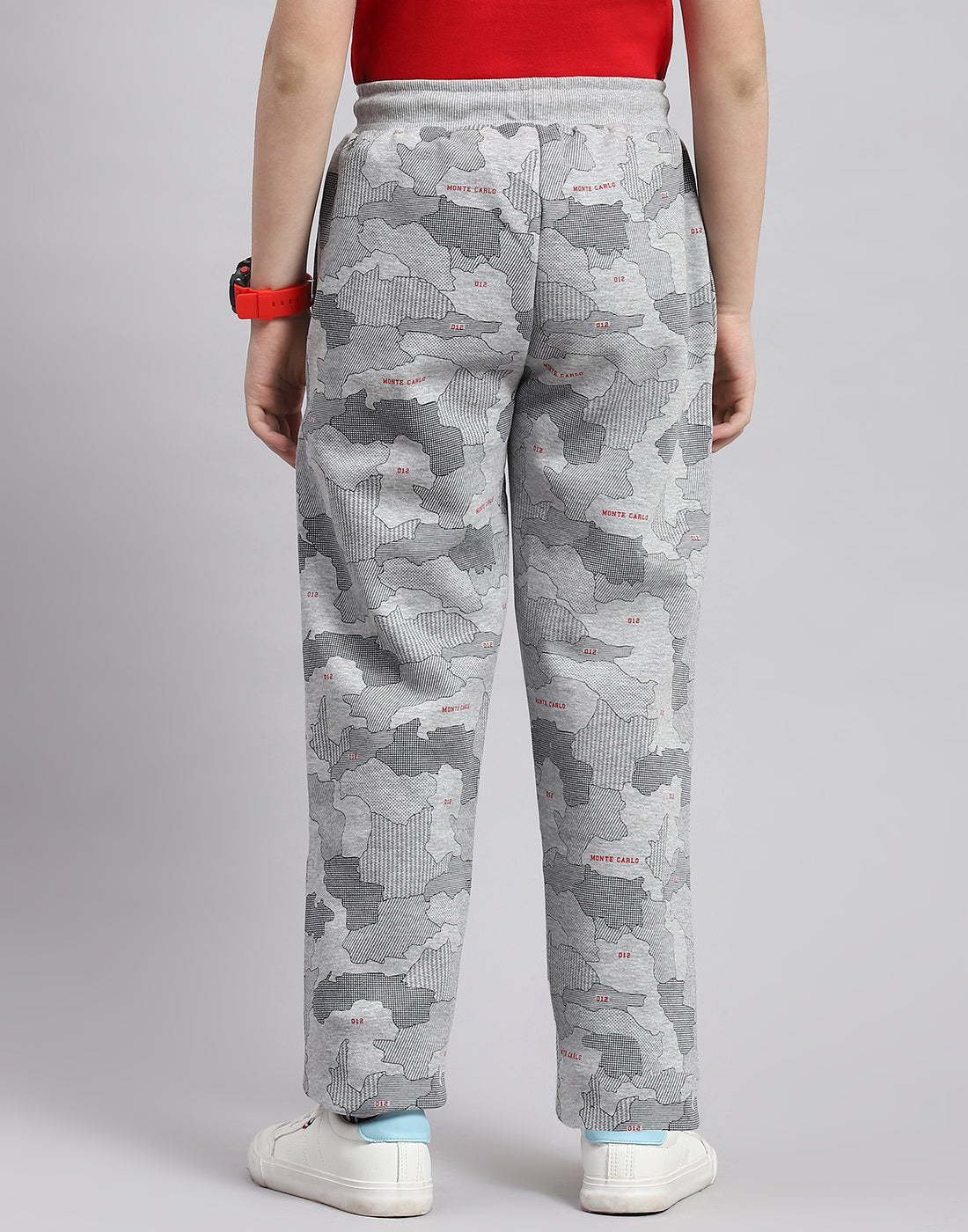 Boys Grey Melange Printed Regular Fit Lower