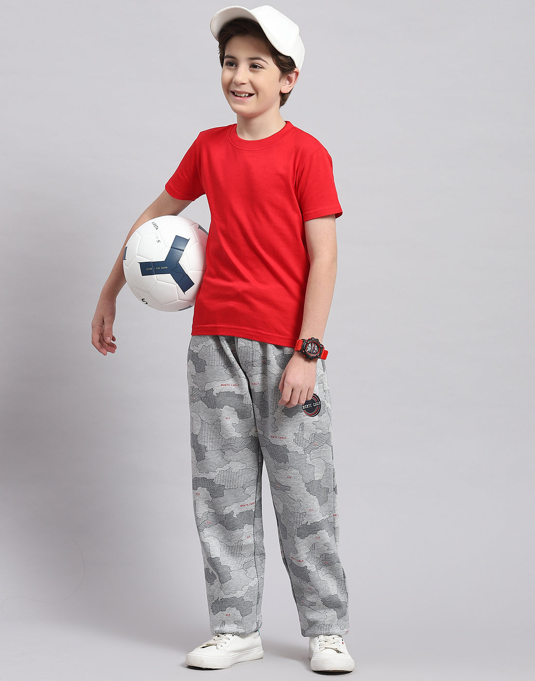 Boys Grey Melange Printed Regular Fit Lower
