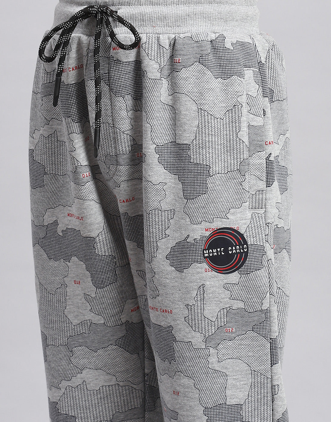 Boys Grey Melange Printed Regular Fit Lower