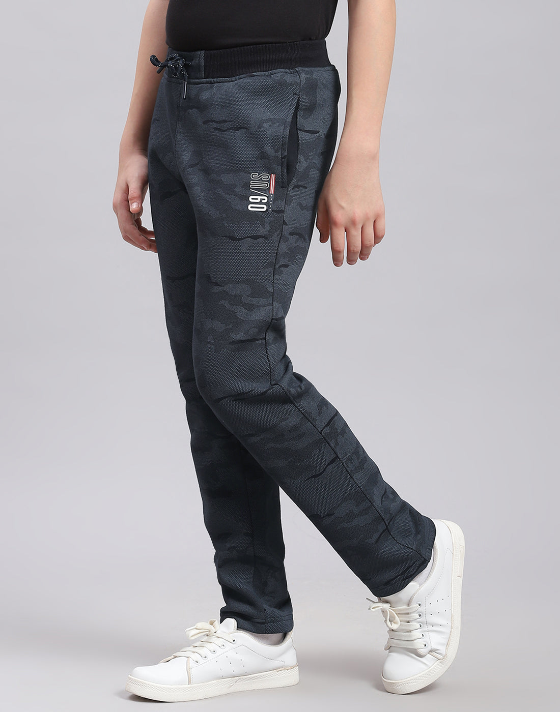 Boys Navy Blue Printed Regular Fit Lower