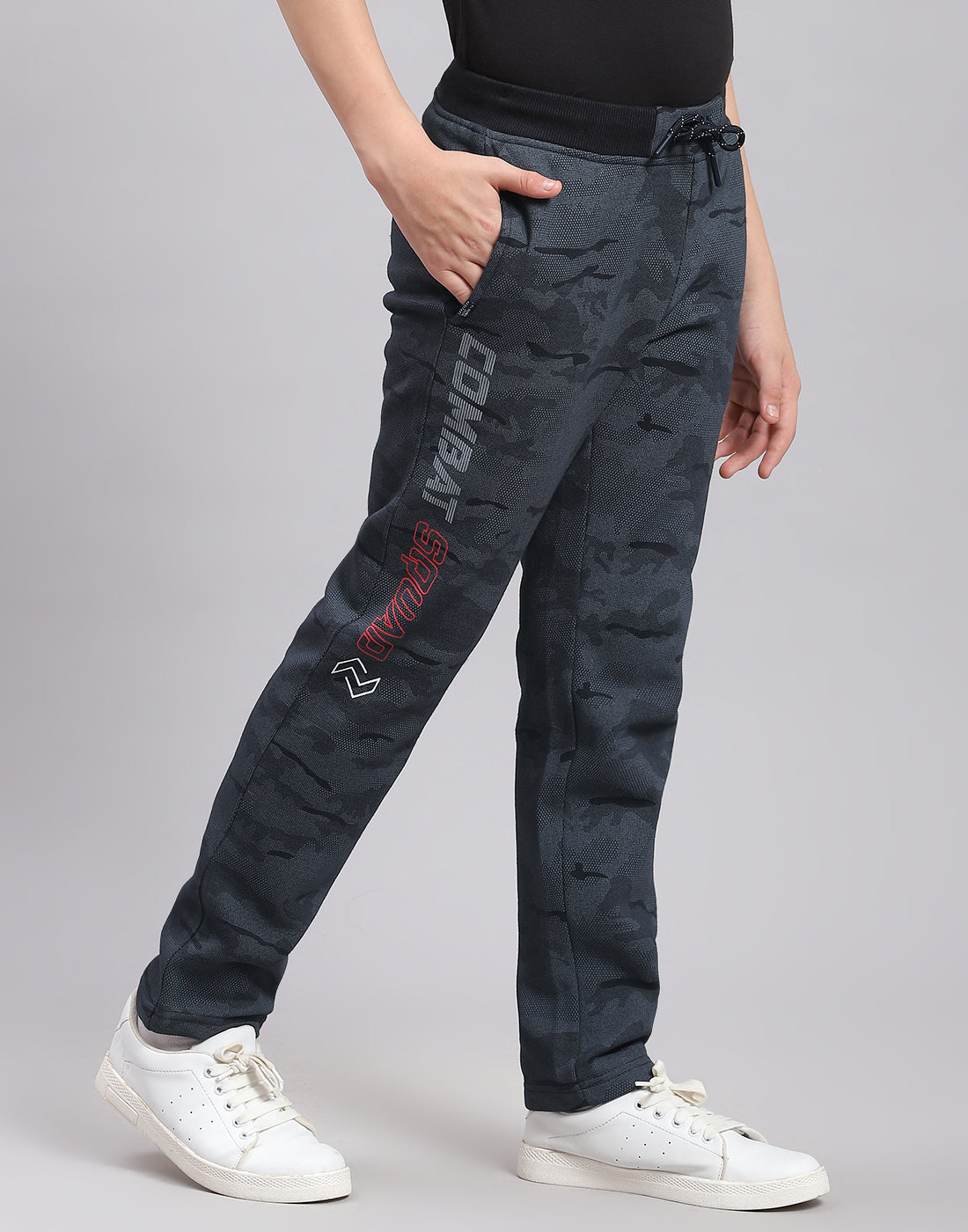 Boys Navy Blue Printed Regular Fit Lower