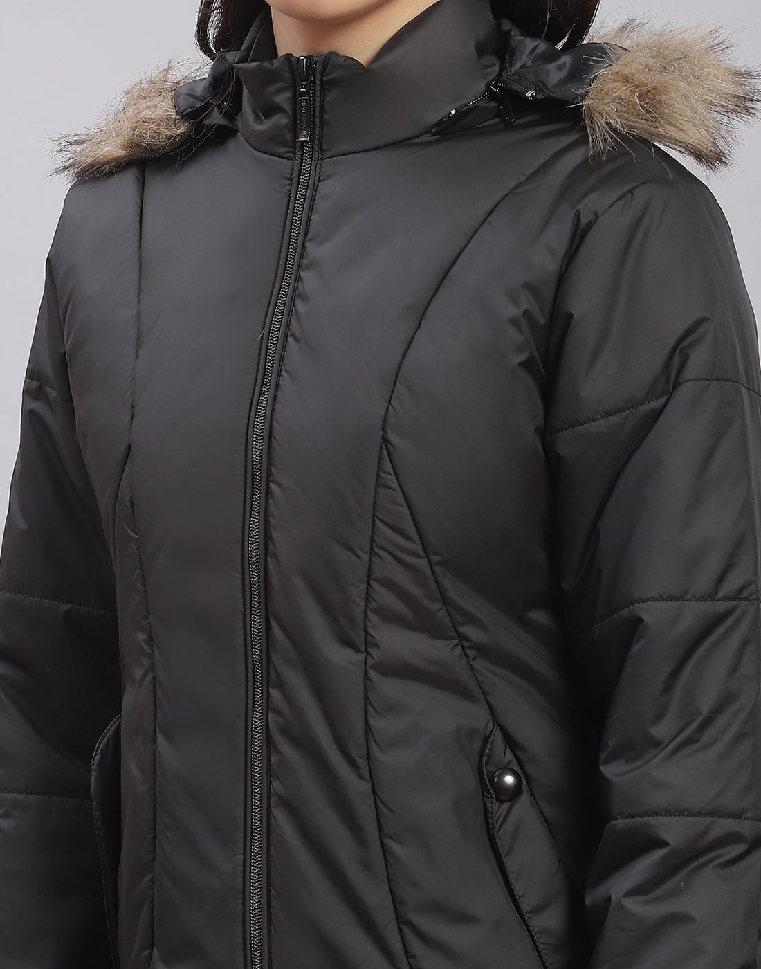 Girls Black Solid Hooded Full Sleeve Girls Jacket