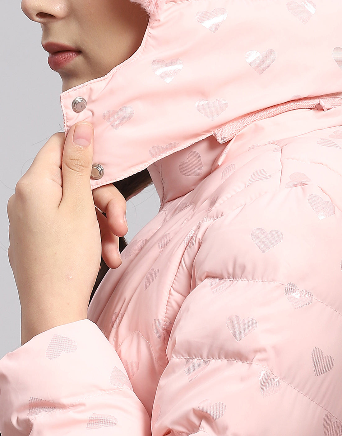 Girls Pink Printed Hooded Full Sleeve Girls Jacket