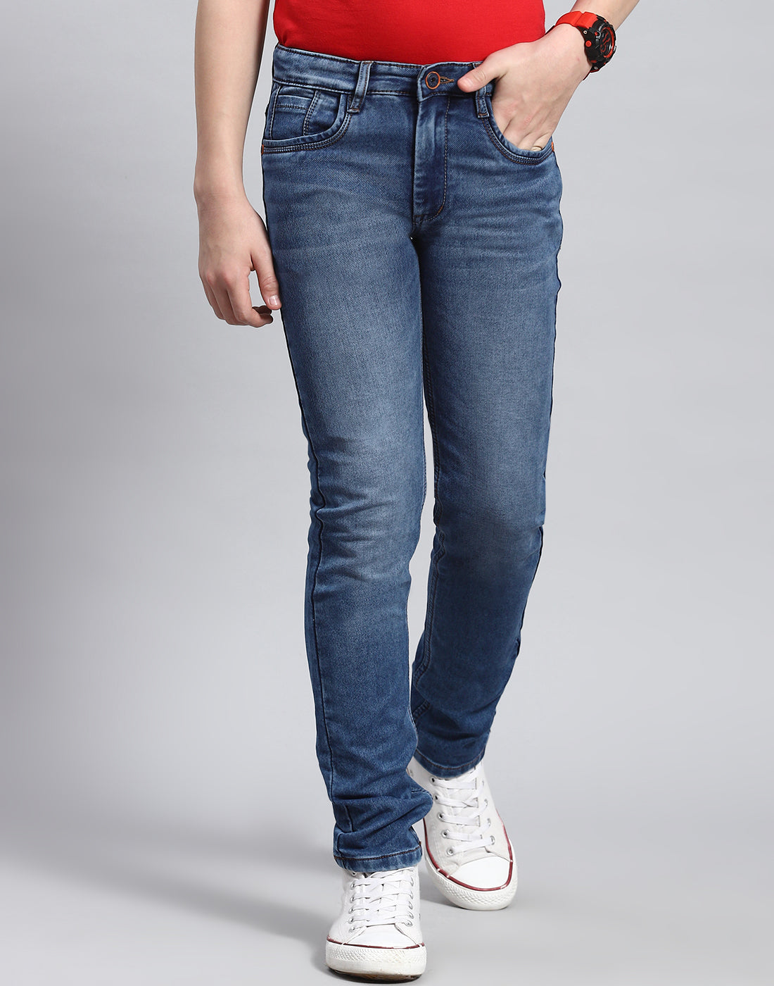 Boys Blue Light Wash Slim Fit Denim