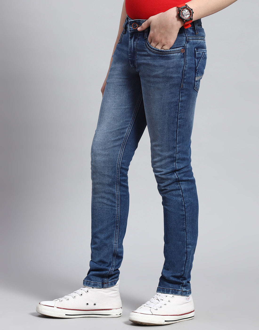 Boys Blue Light Wash Slim Fit Denim