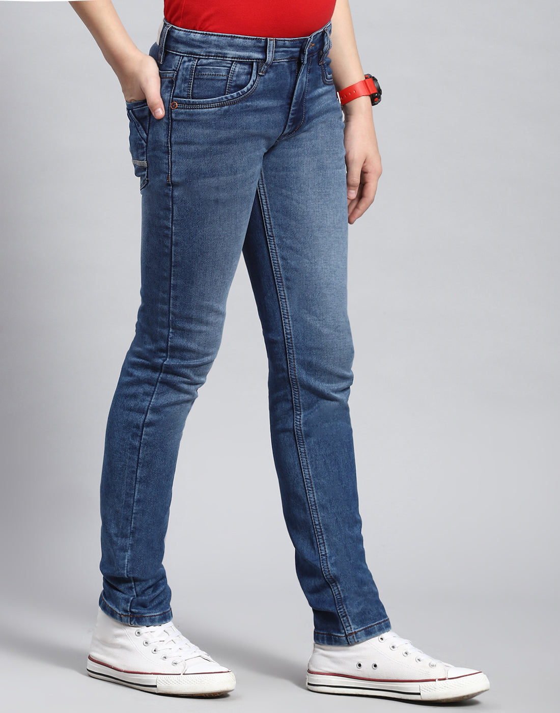 Boys Blue Light Wash Slim Fit Denim