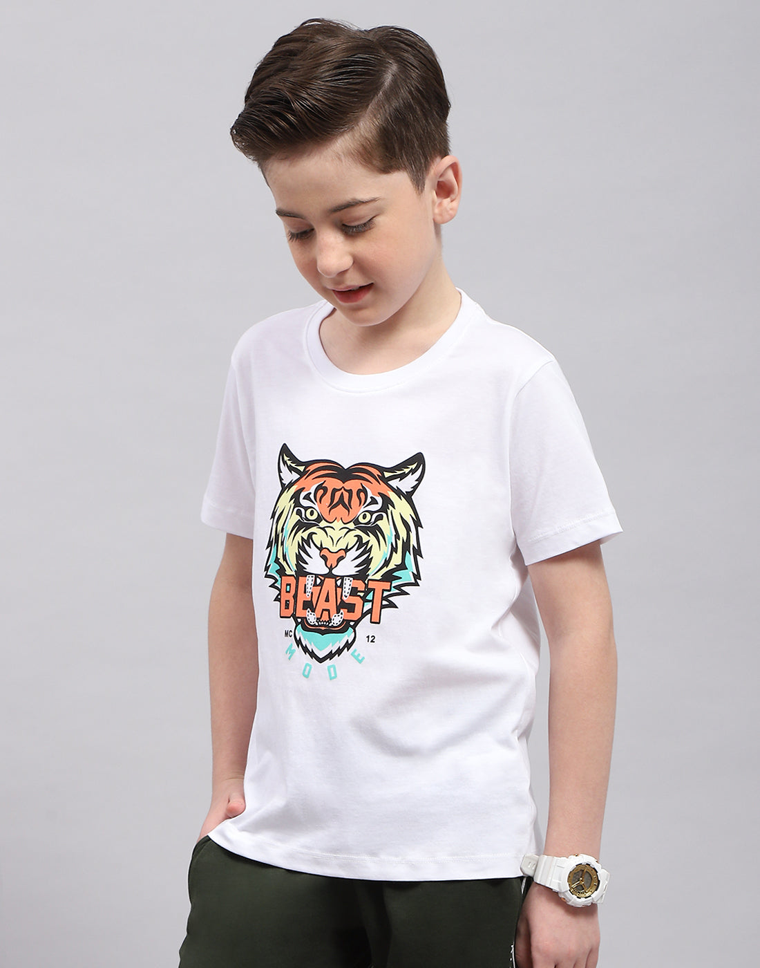 Boys Red & White Printed Round Neck Half Sleeve T-Shirt (Pack of 2)