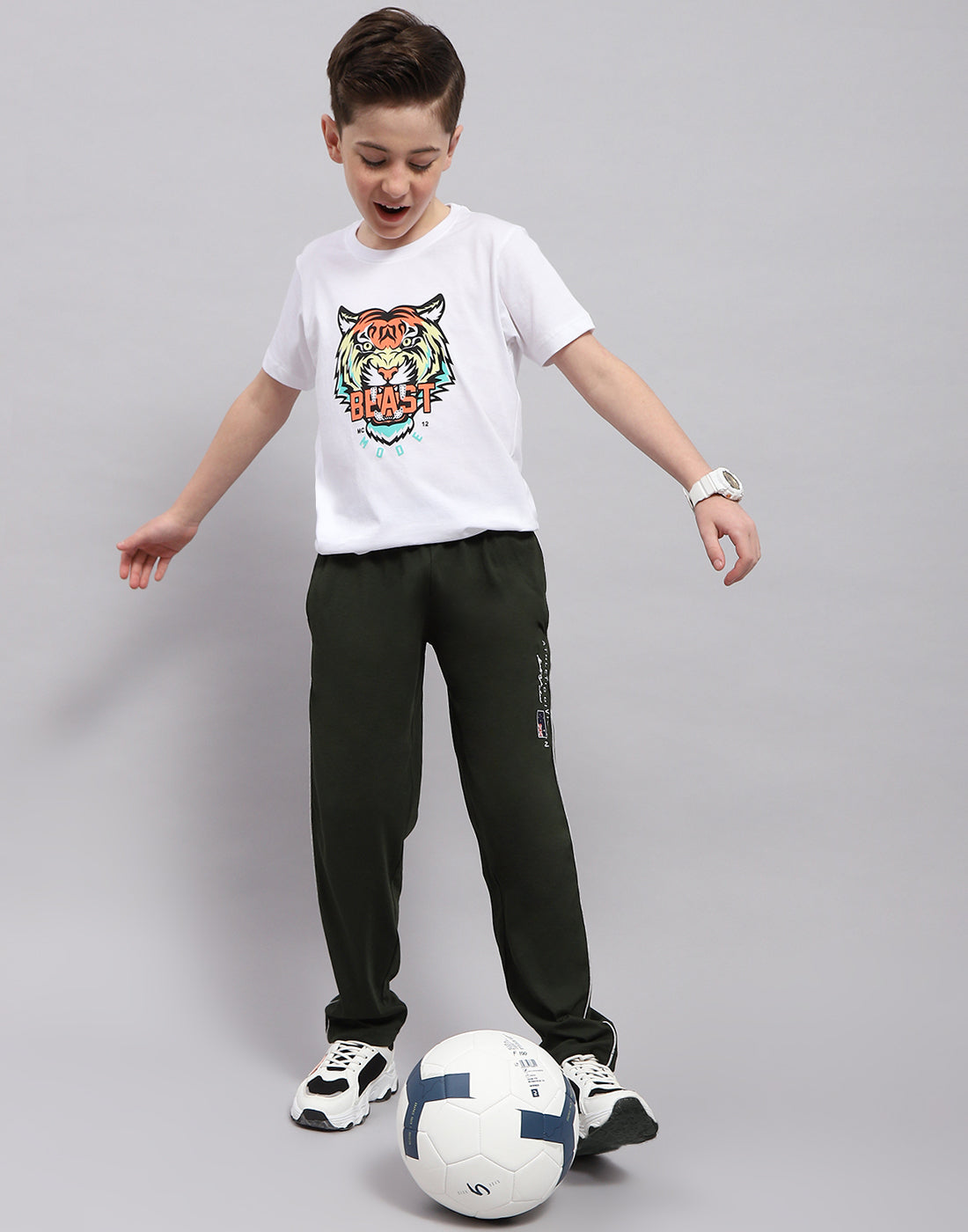 Boys Red & White Printed Round Neck Half Sleeve T-Shirt (Pack of 2)