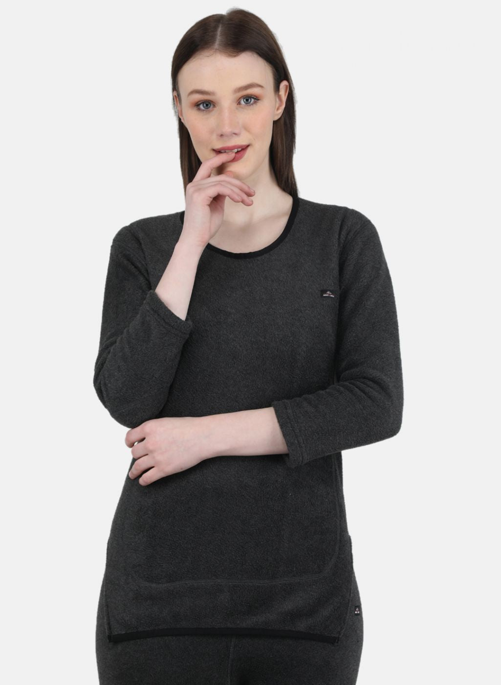 Women Grey Self Design Thermal Vest