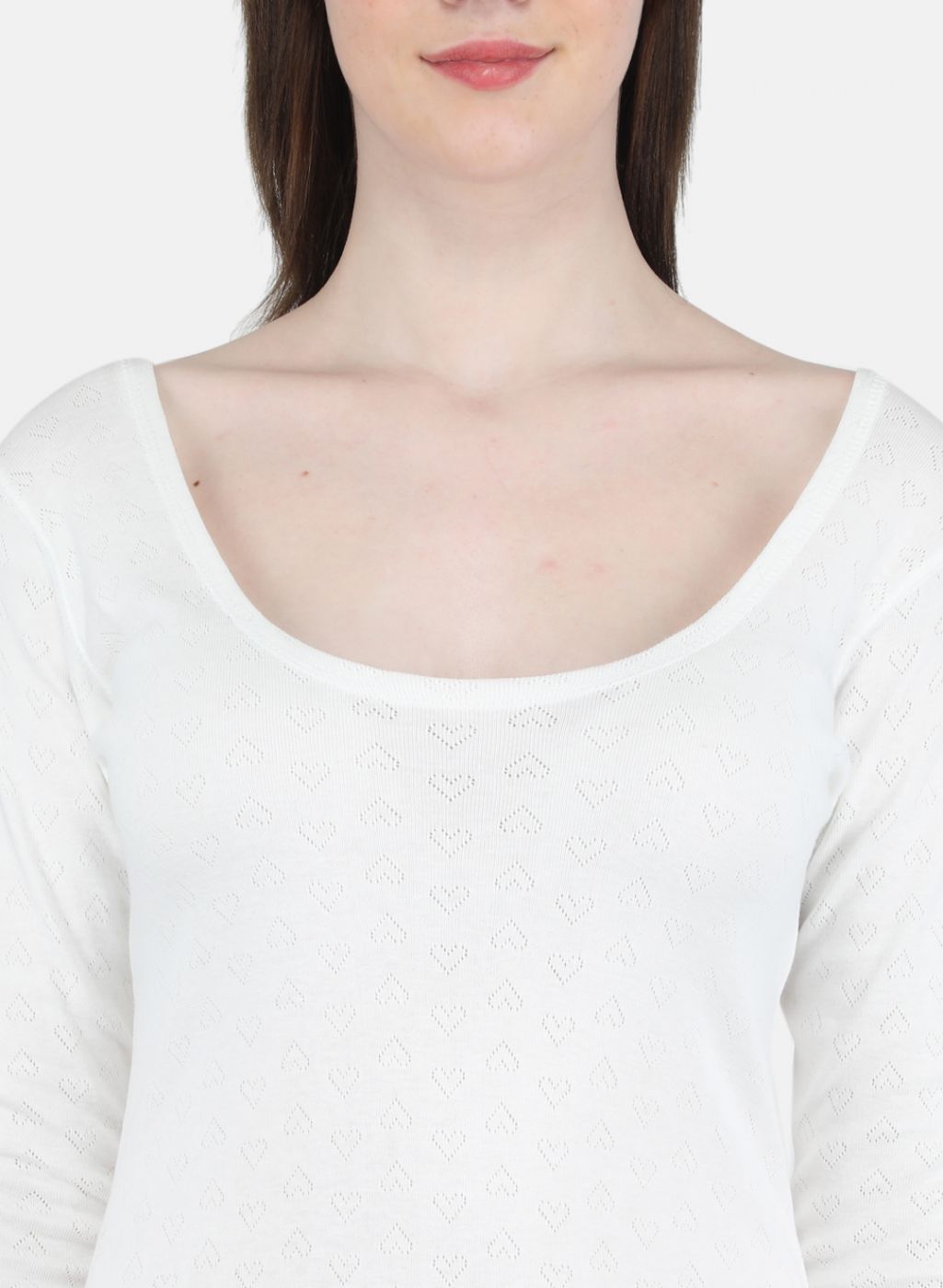 Women Off White Solid Thermal Vest